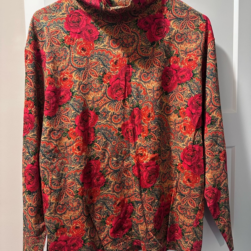 Vintage GAP Floral Paisley Mock Neck Long Sleeve Top